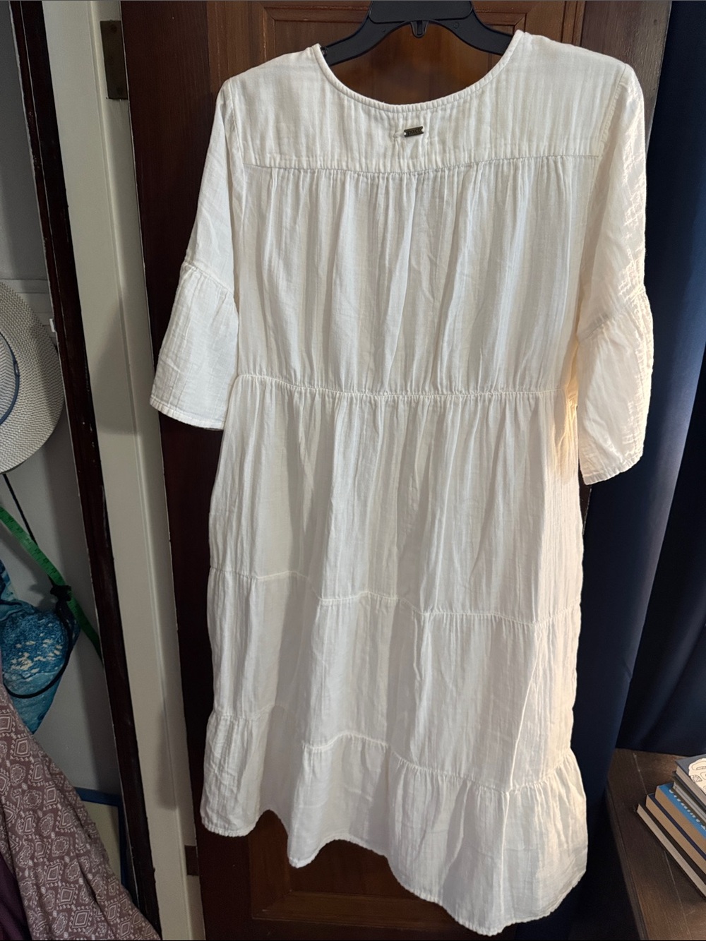Pact White Button-Front Tiered Midi Dress - Picture 5 of 5